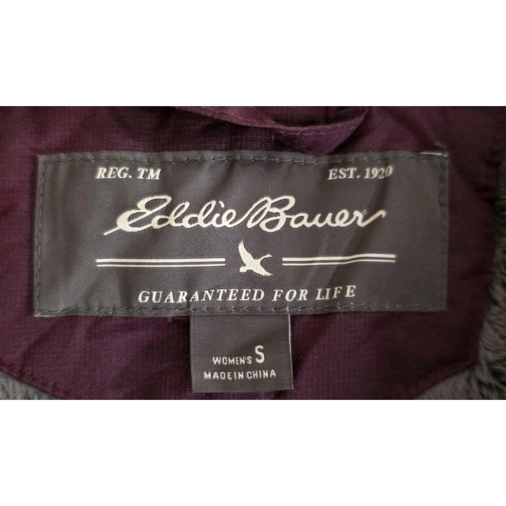 Eddie Bauer Women's Small Sun Valley Down Parka Purple Puffer Coat *No Hood* - Picture 8 of 10